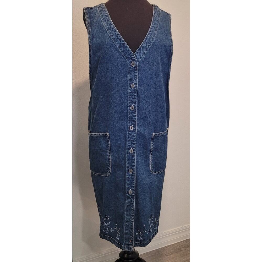 VTG 90s Denim Jumper Dress 3X Cottagecore Fairycore NWT